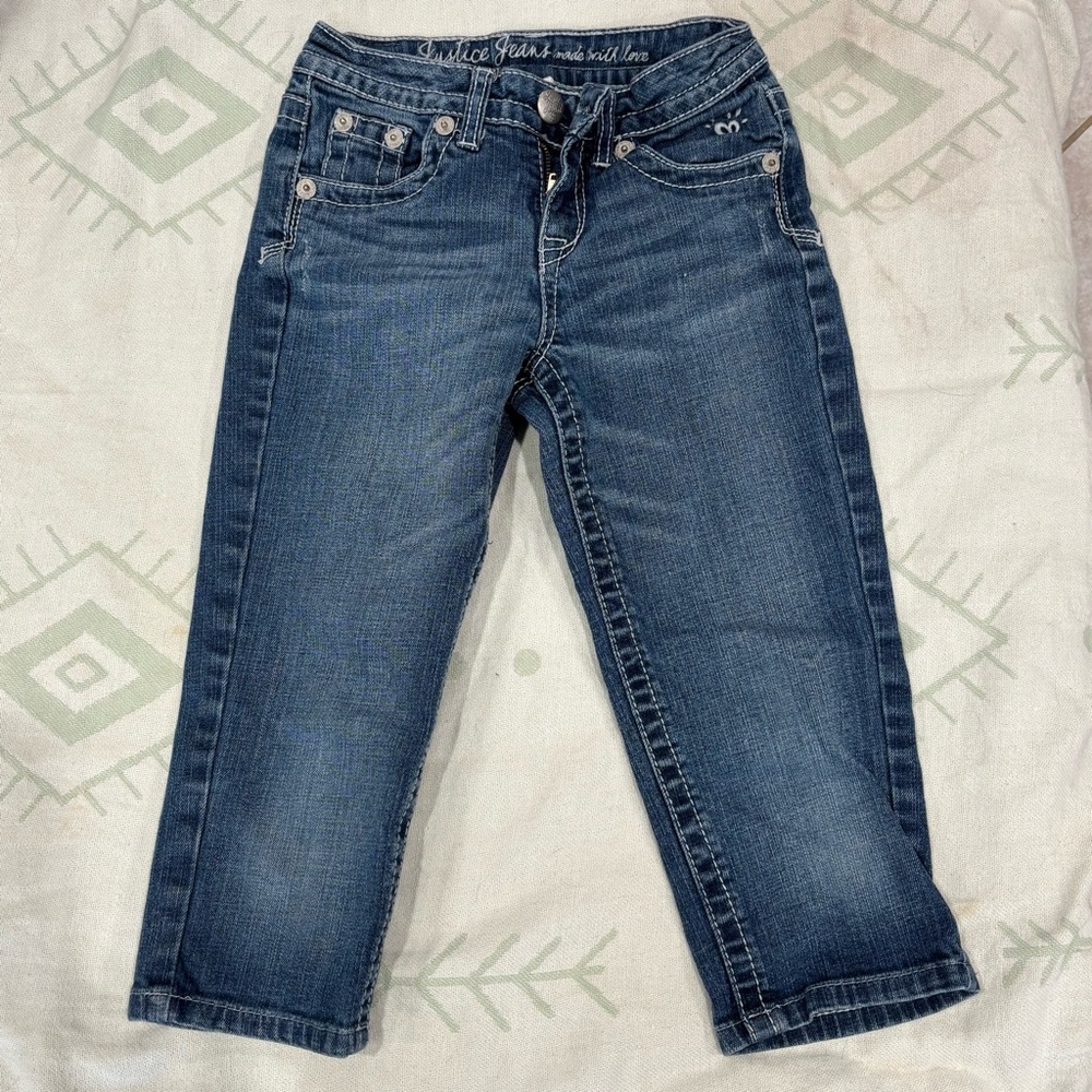 Girls Justice Jeans Blue Denim Size 10S Cropped